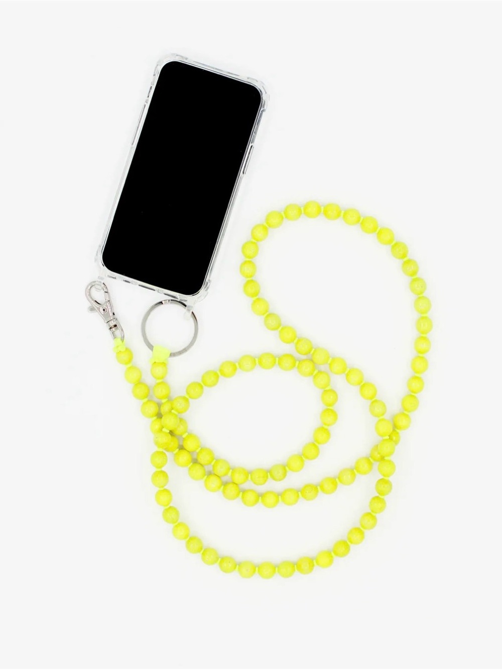 Ina Seifart Neon Yellow Wooden Bead Phone Lanyard for iPhone 16 Pro Max